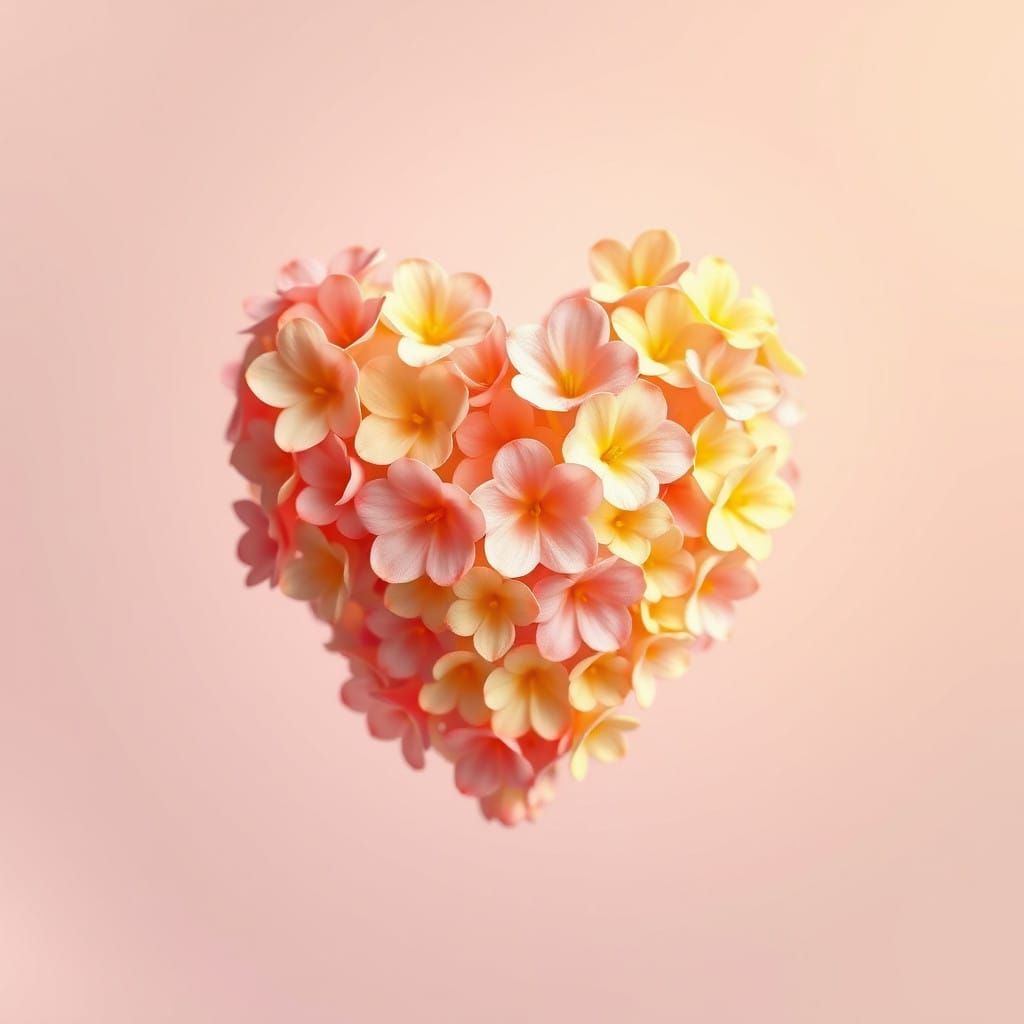 Vibrant Heart of Interconnected Blooms in Anime-Inspired Sty...