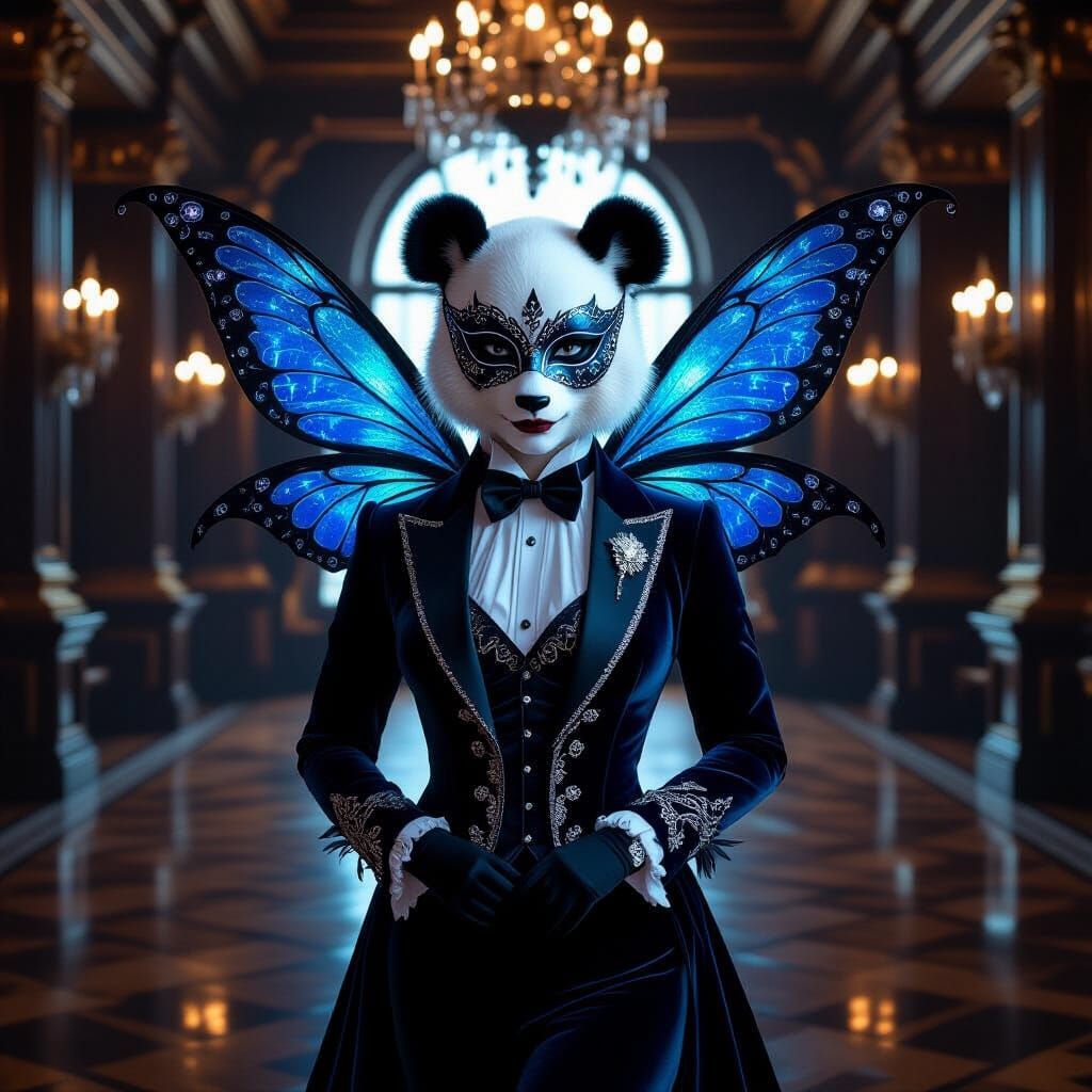 Panda Fairy in Velvet Tuxedo in Victorian Ballroom
