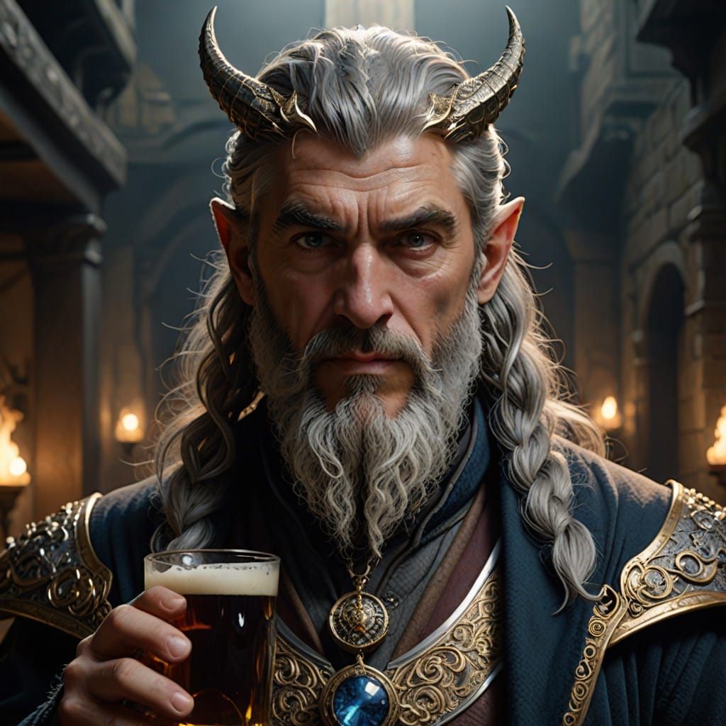 Silver Dragon Warlock Stands Triumphant in Epic Fantasy Scen...