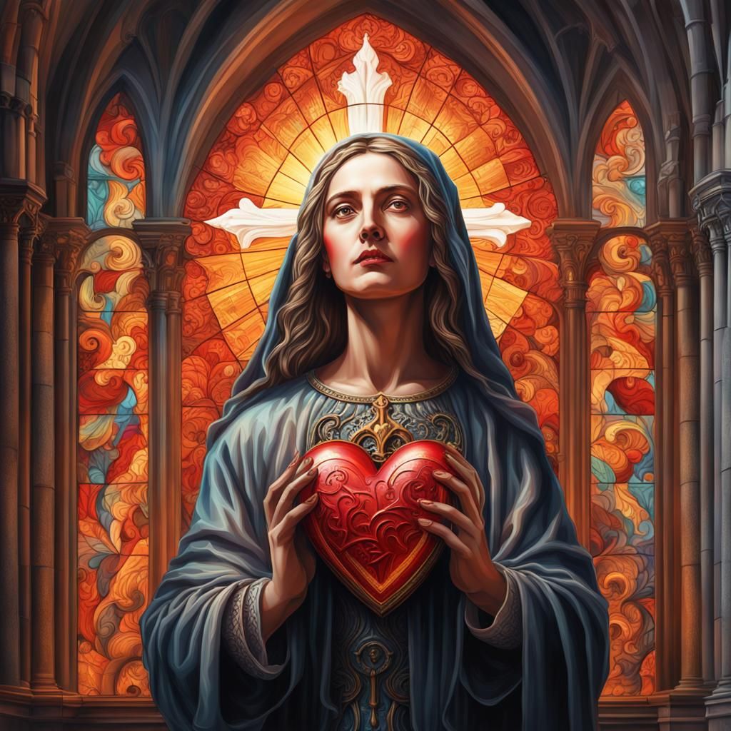Sacred Heart: Gothic Abbey Portrait of a Woman
