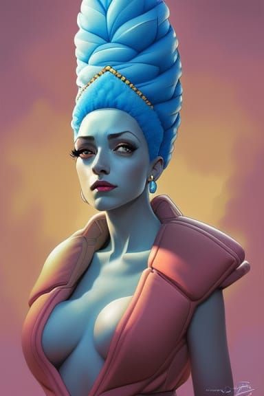 marge simpson head and shoulders portrait, 8k resolution concept art portrait by Greg Rutkowski, Artgerm, WLOP, Alphonse...
