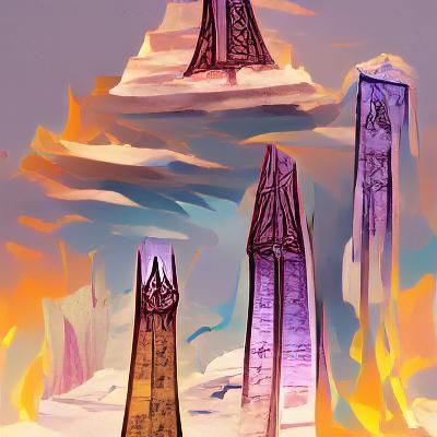 Surreal Melting Obelisk Between Realms
