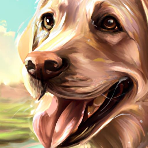 Golden Labrador Portrait in Hyperdetailed Concept Art Style