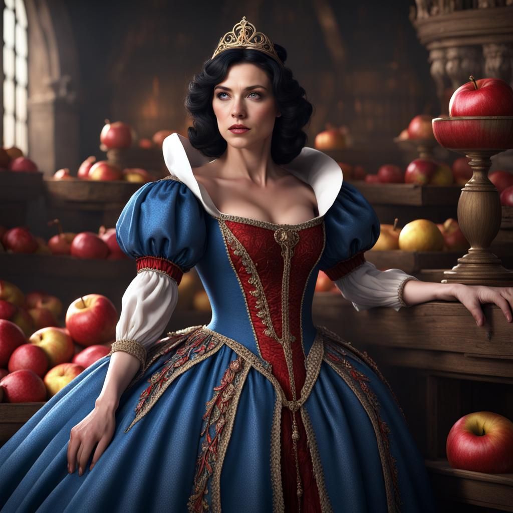 Snow White in a Red Ballgown: Fantasy Concept Art