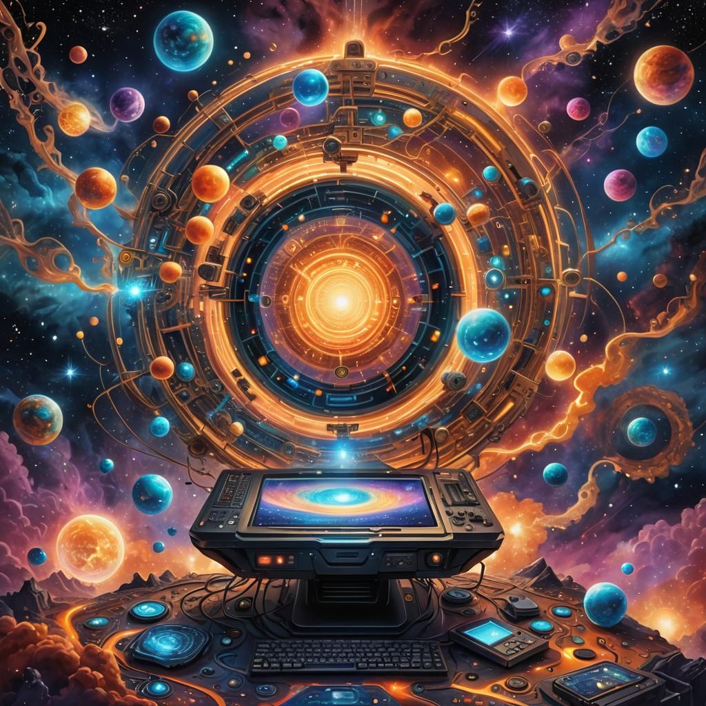 Nebula Computer: Surreal Digital Art in Cosmic Style