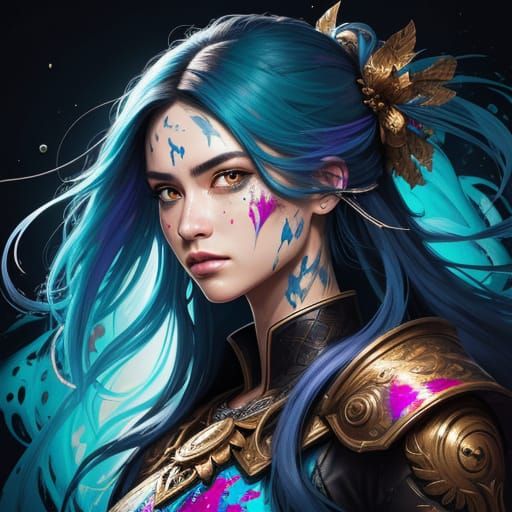 Detailed Girl Portrait in Splash Art Style