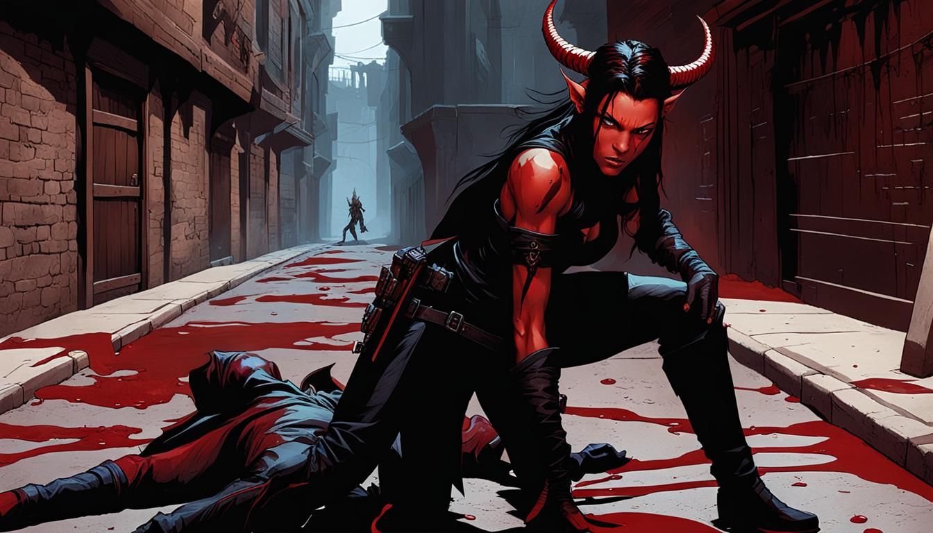 Tiefling Rogue in Alleyway