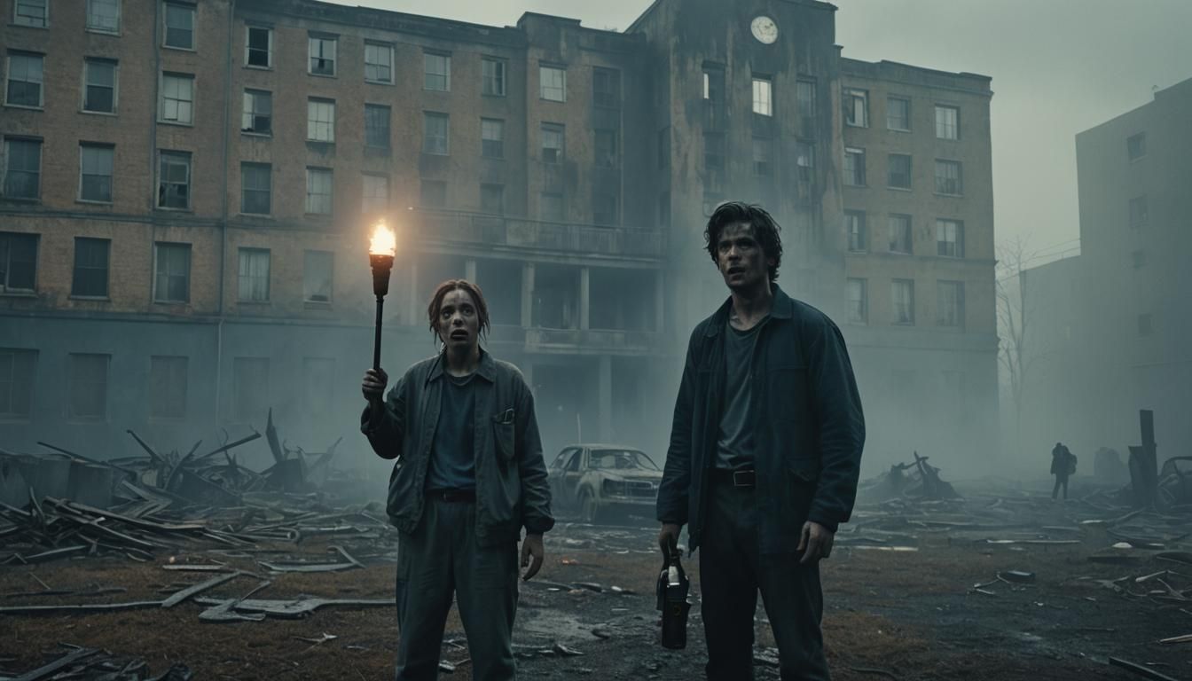 Eerie Hospital Encounter in Film Noir Style