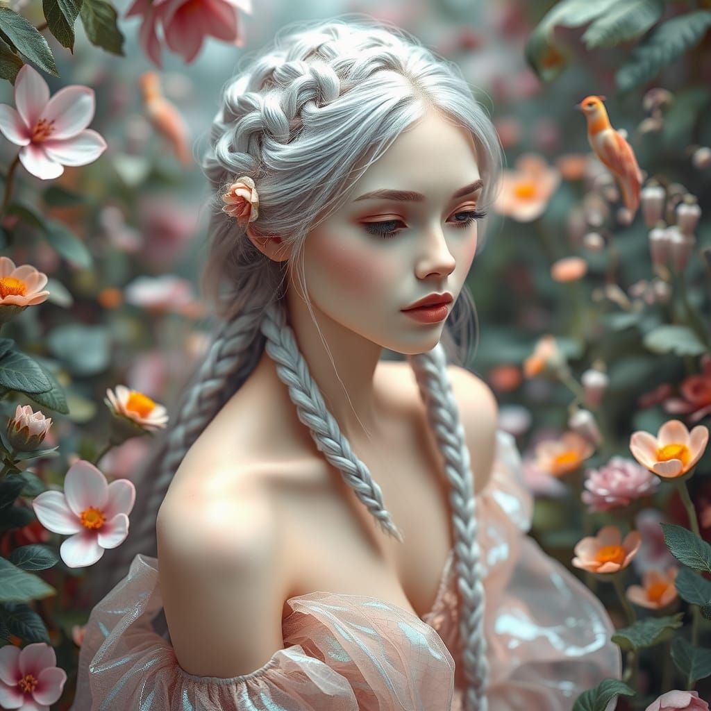 Dreamlike Storybook Goddess in Whimsical Wonderland