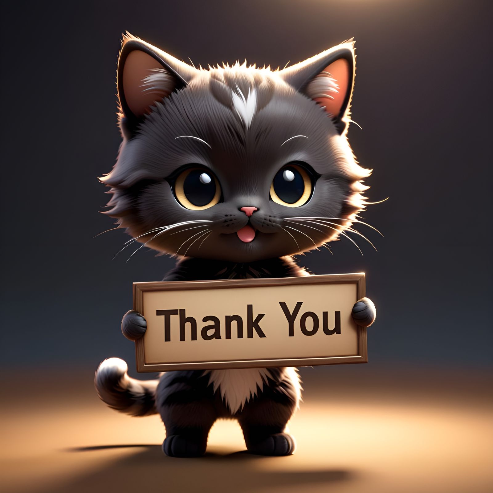 Chibi Cat Says Thank You: 3D Rendered Art