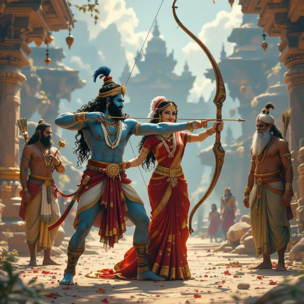 Shri Ram Picks Up Divine Bow at Sita's Swayamvara