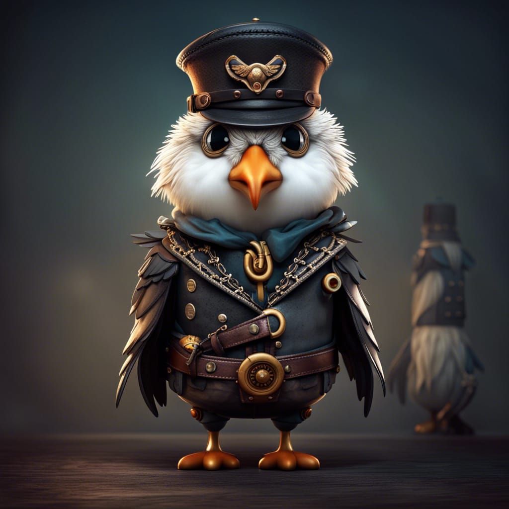 Steampunk Seagull Sailor in Dark Fantasy Style