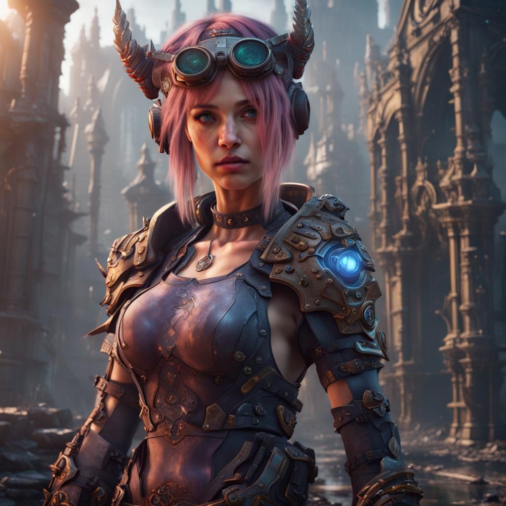 Detailed Gamer Girl Matte Painting