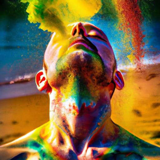 Hyperrealistic Vision of Human Respiration on Beach