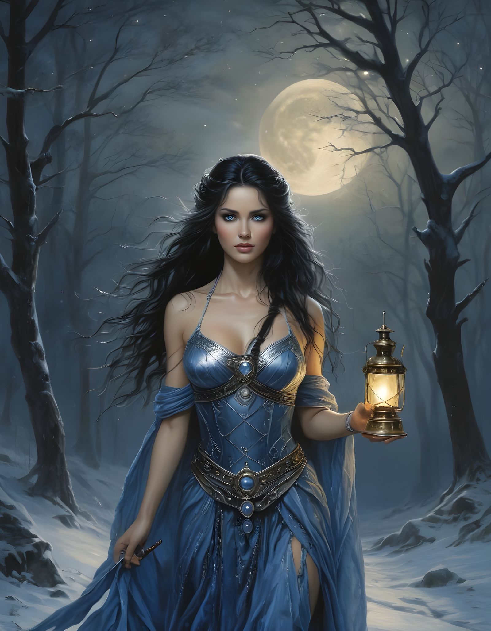 Norse Goddess Illuminates Midnight Wilderness