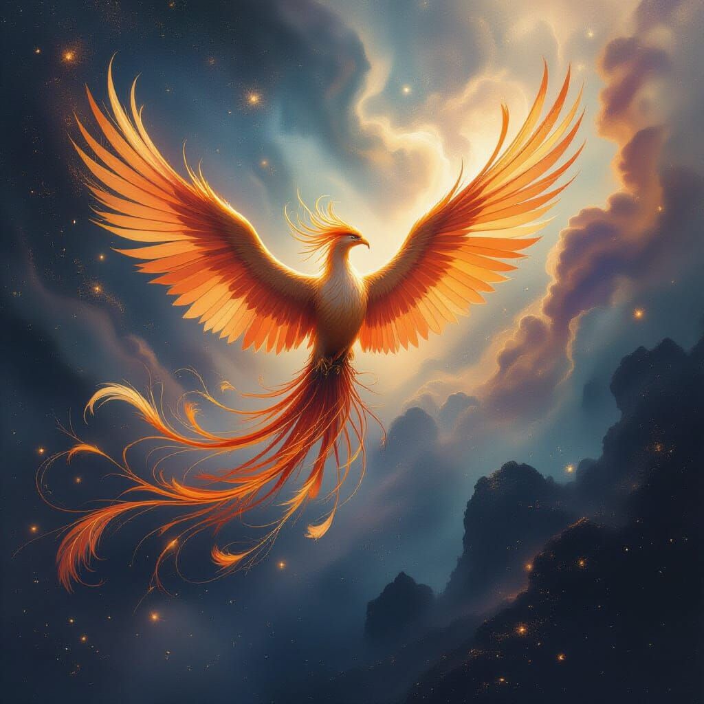 Phoenix Reborn from Ashes in Cosmic Nebula