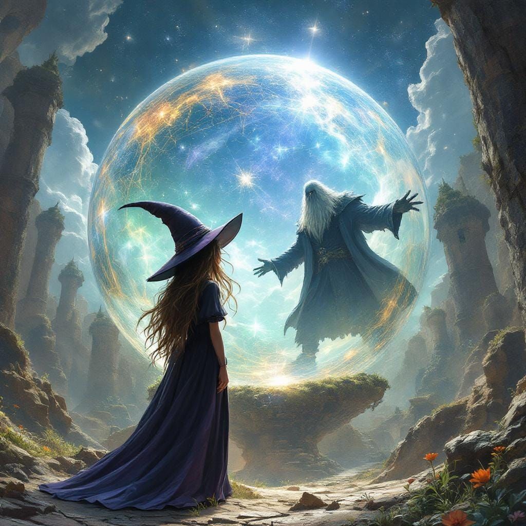 Fantasy Witch and Warlocks in Magical Sphere