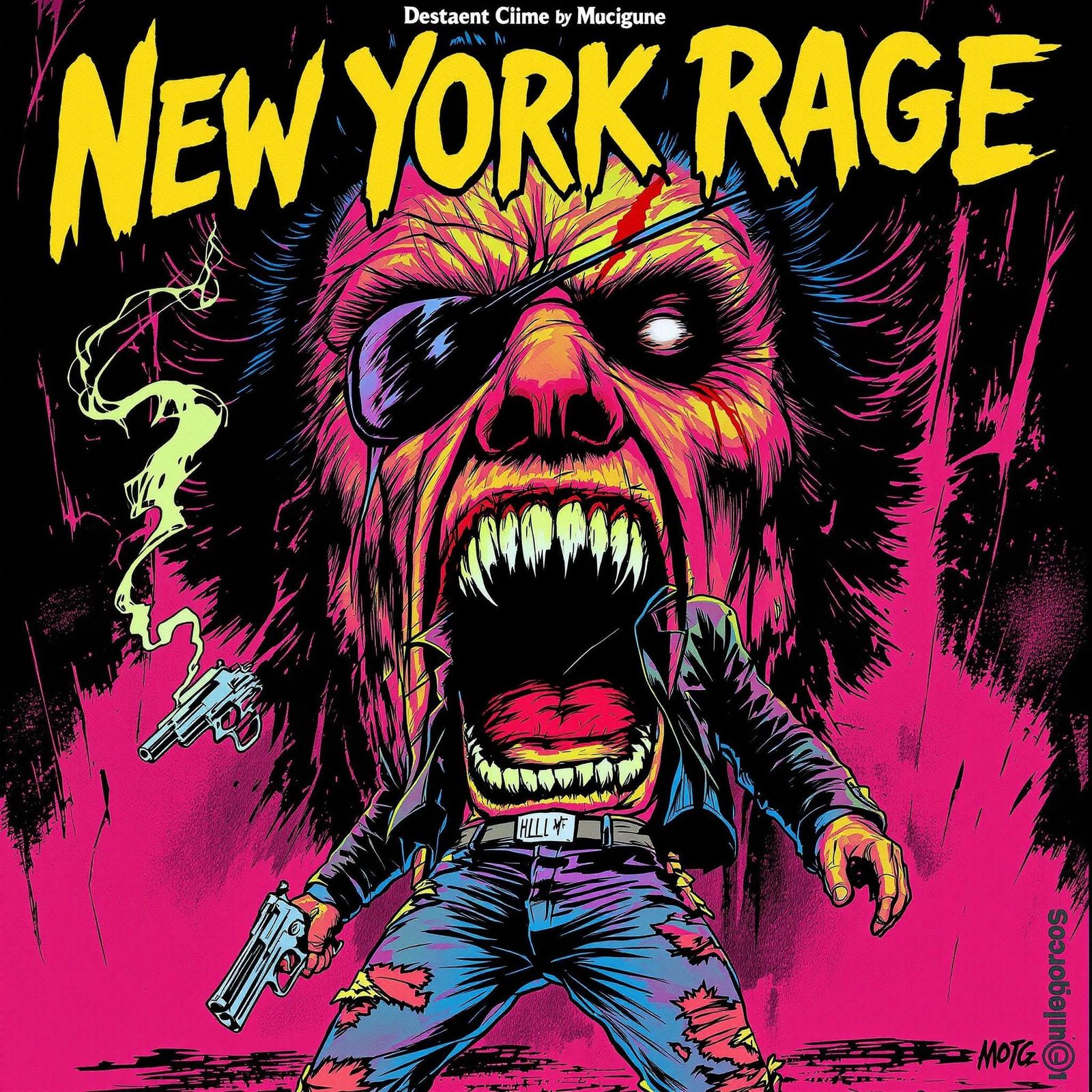 Gritty Noir: Man with Revolver in 1970s Style