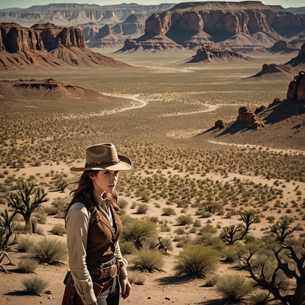 Western Desert Portrait in Sergio Leone Style