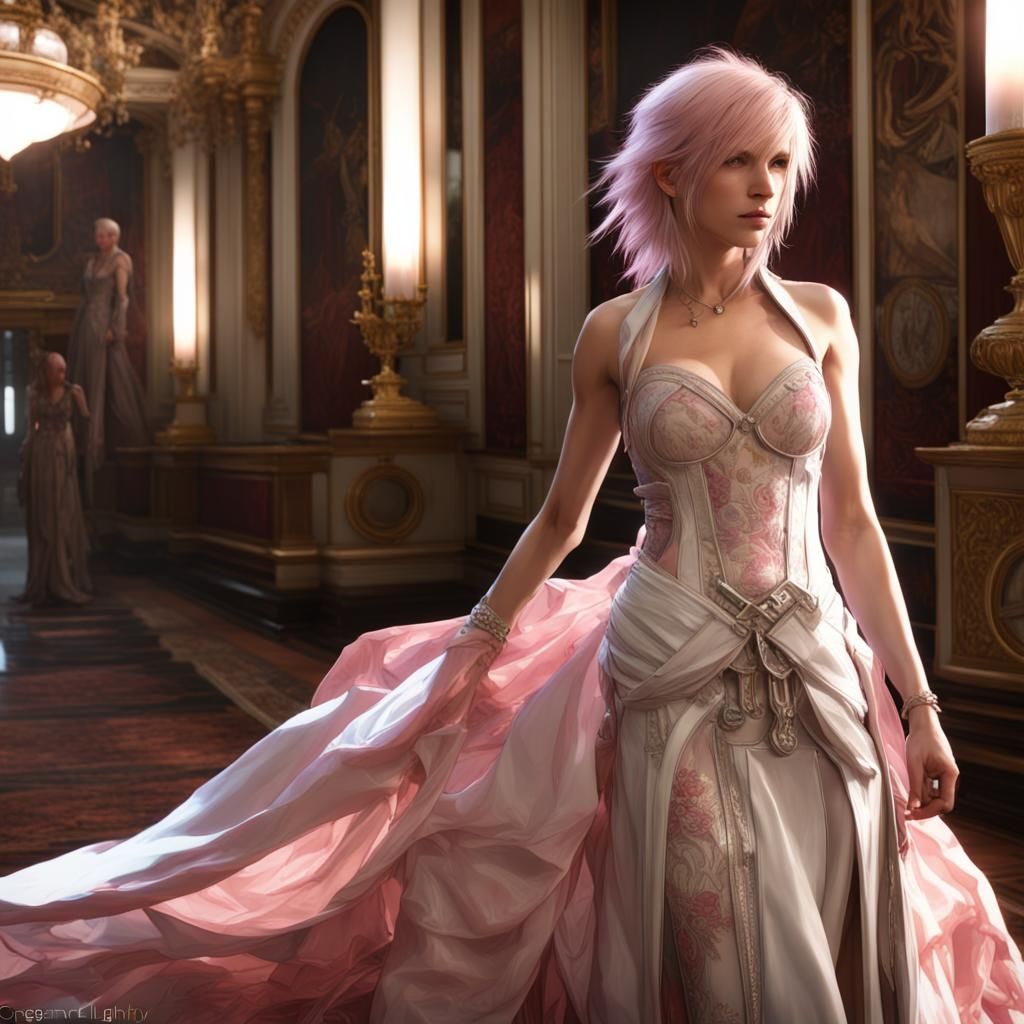 Woman in Gown at Ball, Art Nouveau Style