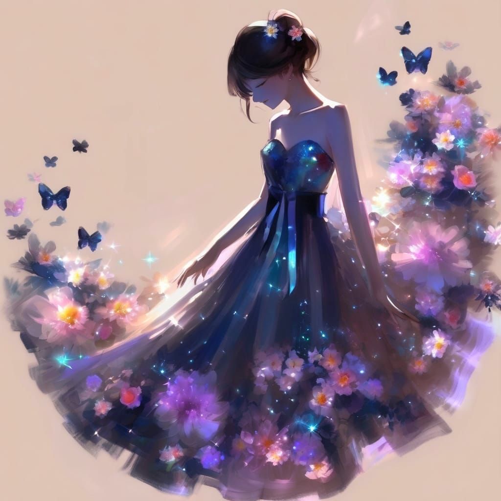 Floral Couture Bandeau in Vibrant Luminous Layers