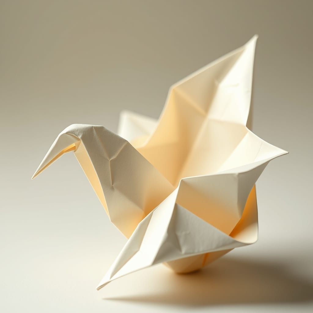 Delicate Origami Papercraft in Hyper-Realistic Style