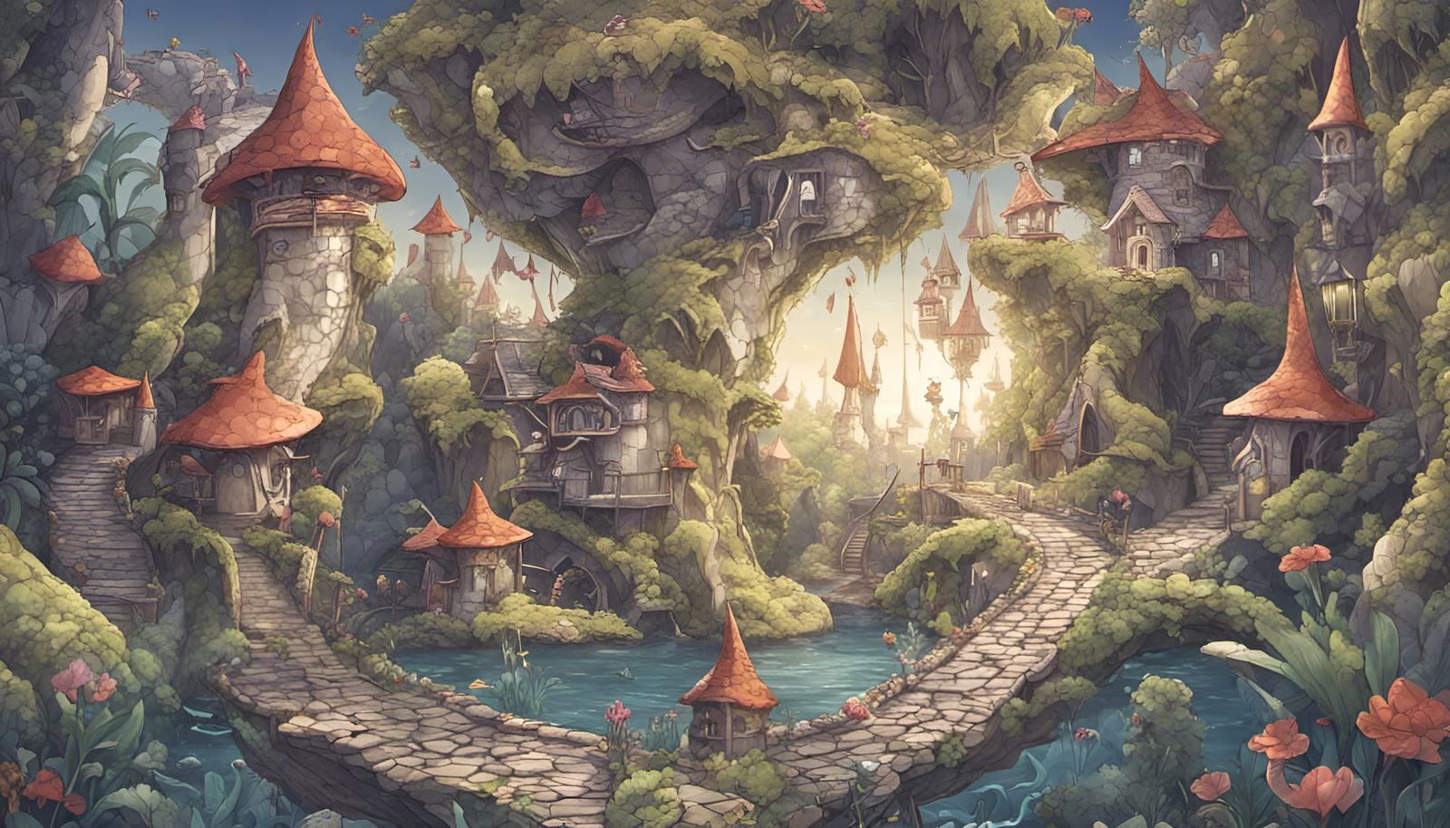 Fairy Town Versus Crocodia Fantasy Scene