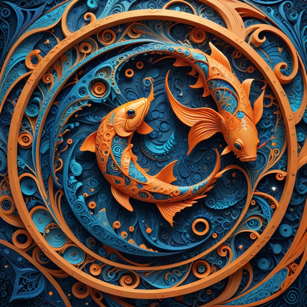 Dreamlike Zodiac Symbol in Vibrant Zentangle Art