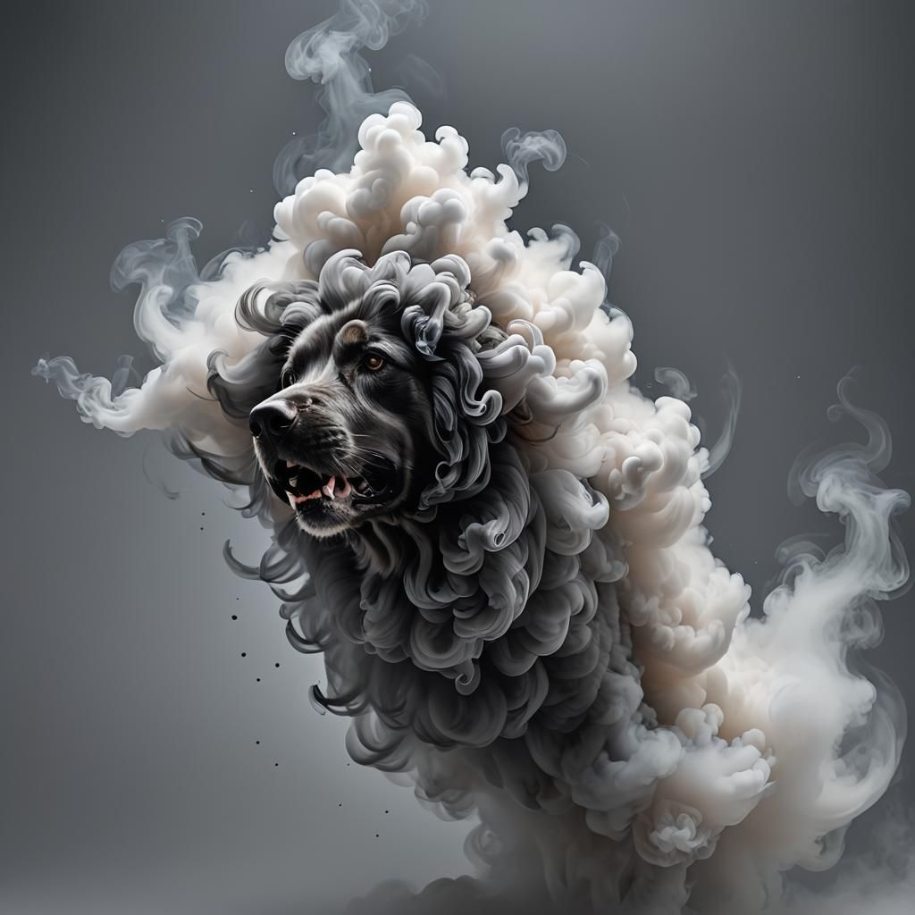 Smoky Hellhound in Ultra-Realistic Photo