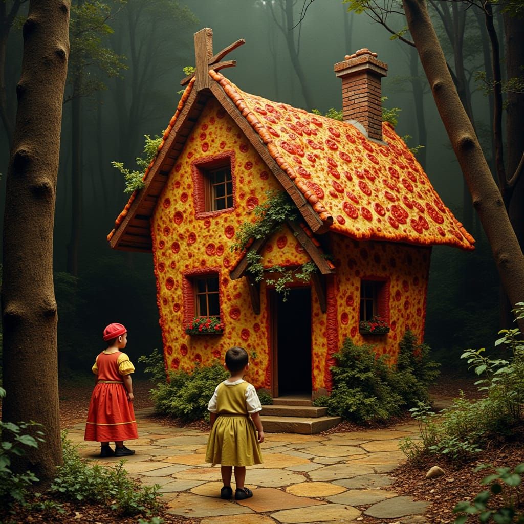 Dark Fantasy Pizza Cottage in Desolate Forest