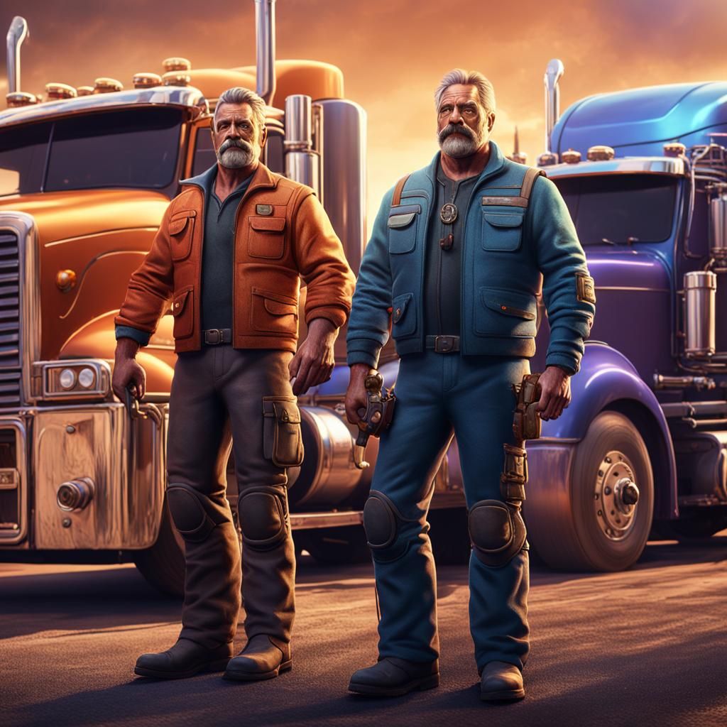 Gay Truckers: Detailed Matte Painting
