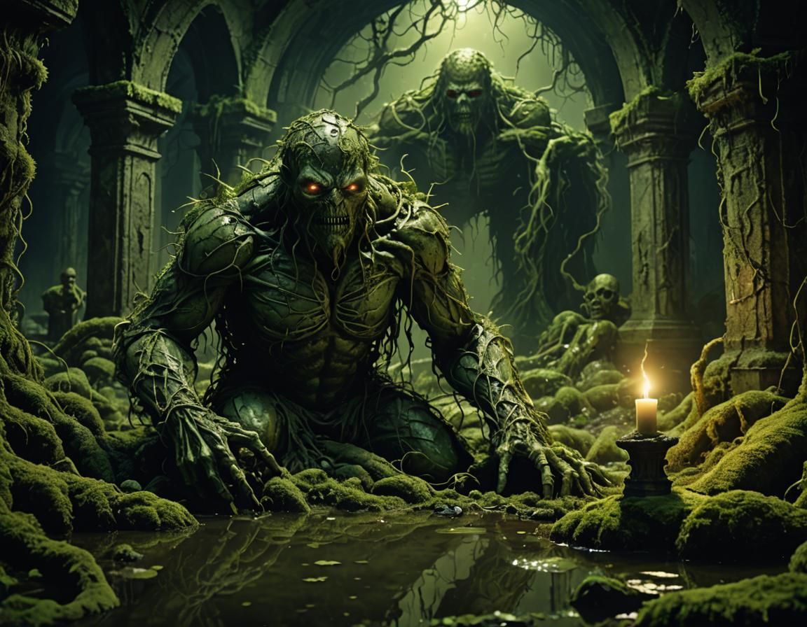 Gothic Horror Swamp Thing Transforms into Malevolent Necroma...