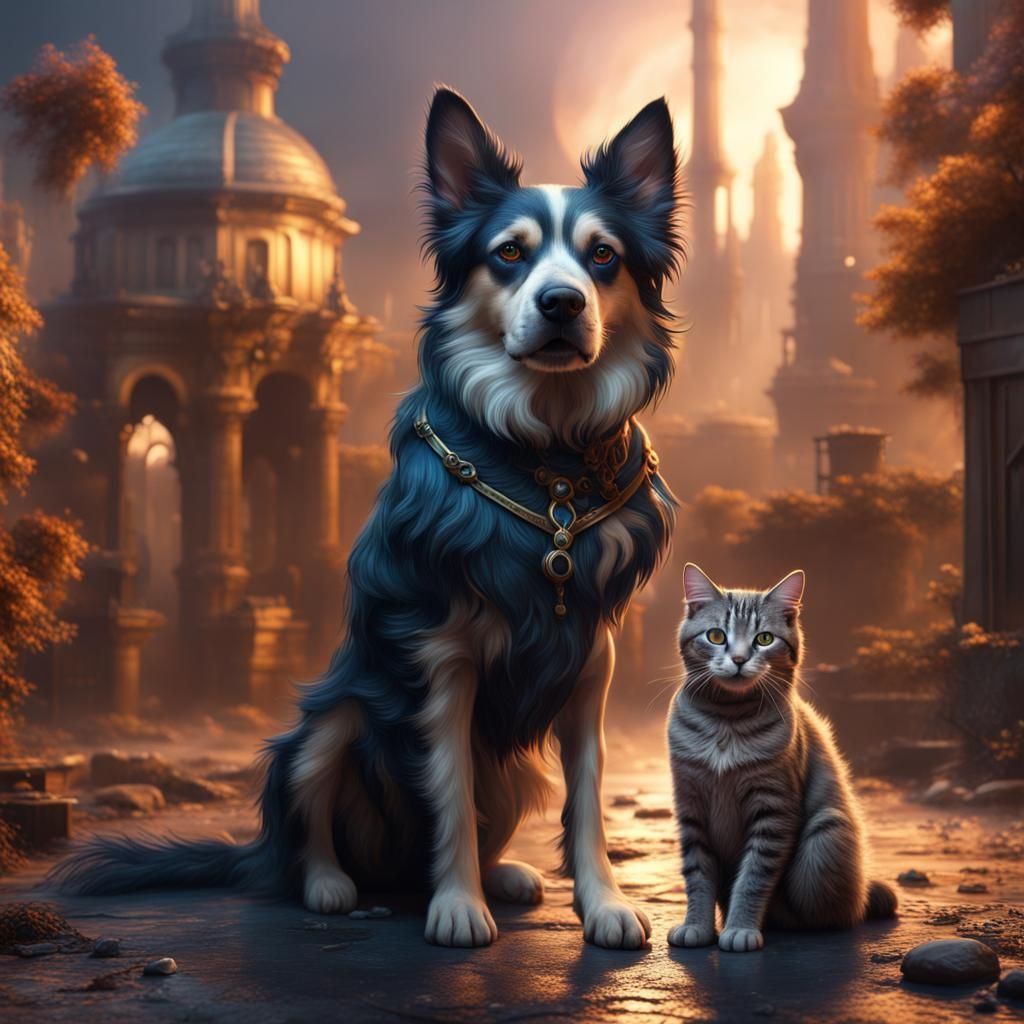 Dog and Cat Fantasy Concept Art