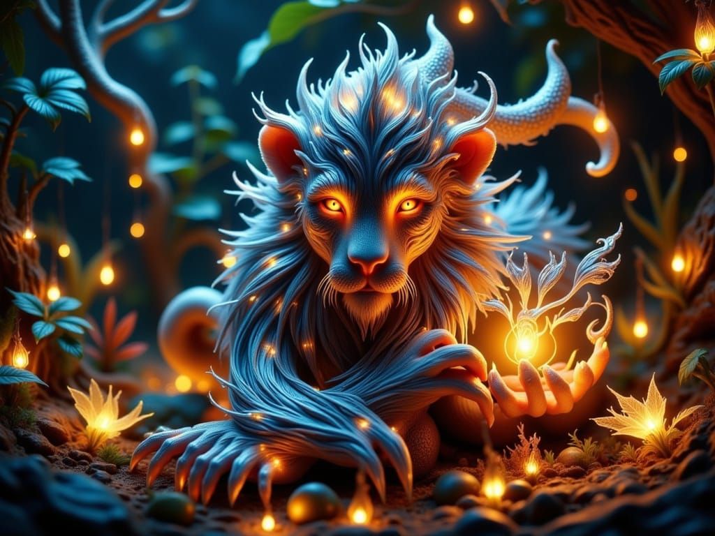 Gnome Prince with Tiger Skin in Enchanted Garden
