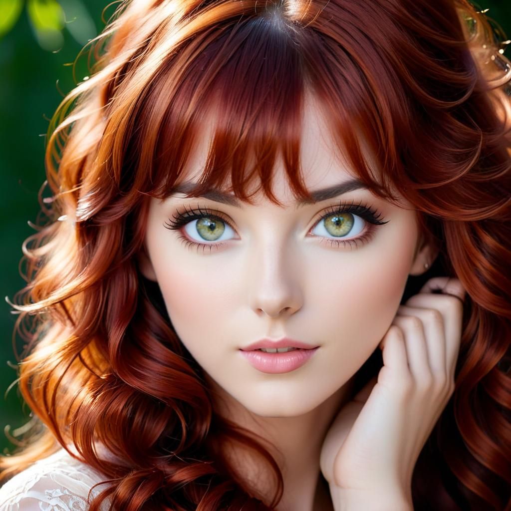 Portrait of a Beautiful Woman with Red Hair