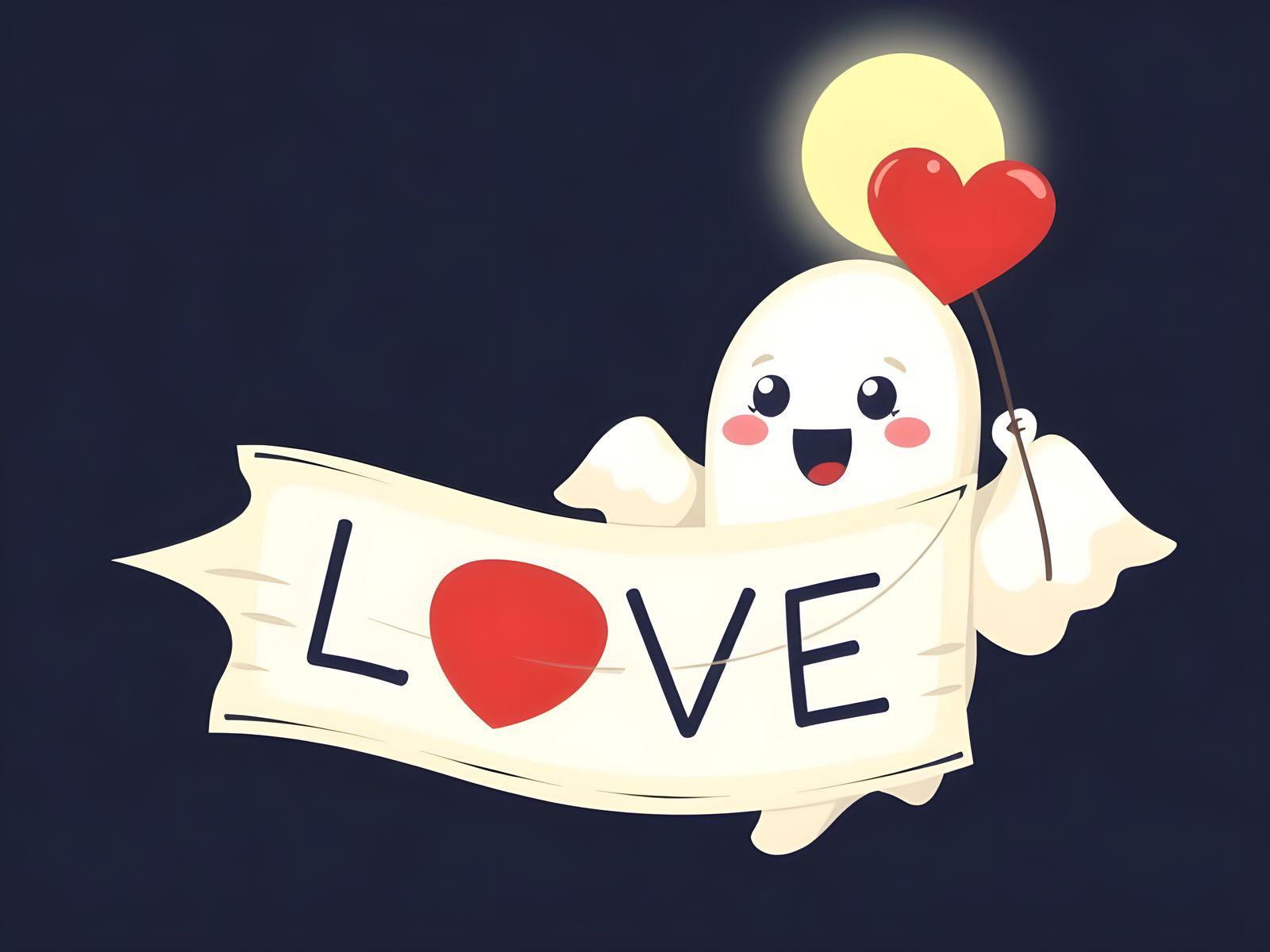 Surreal Whimsical Ghost Wields LOVE Banner