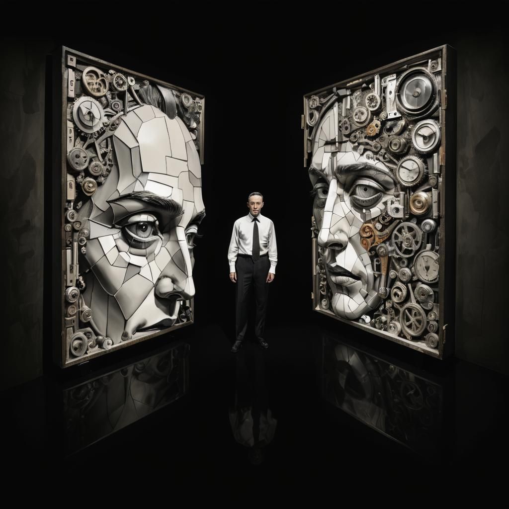 Surreal Face as Cabinet of Curiosities in Art Nouveau Style