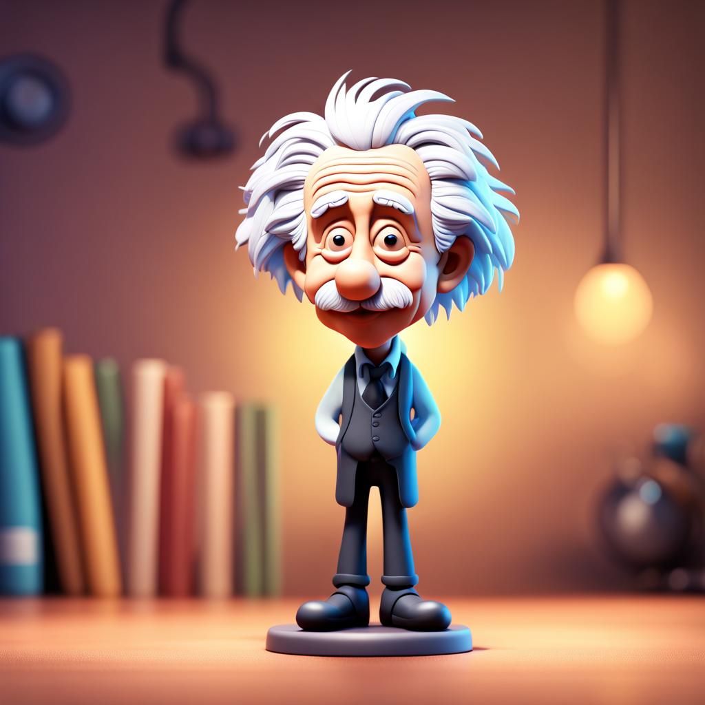 Cartoon Einstein Bookmark in Pixar Style