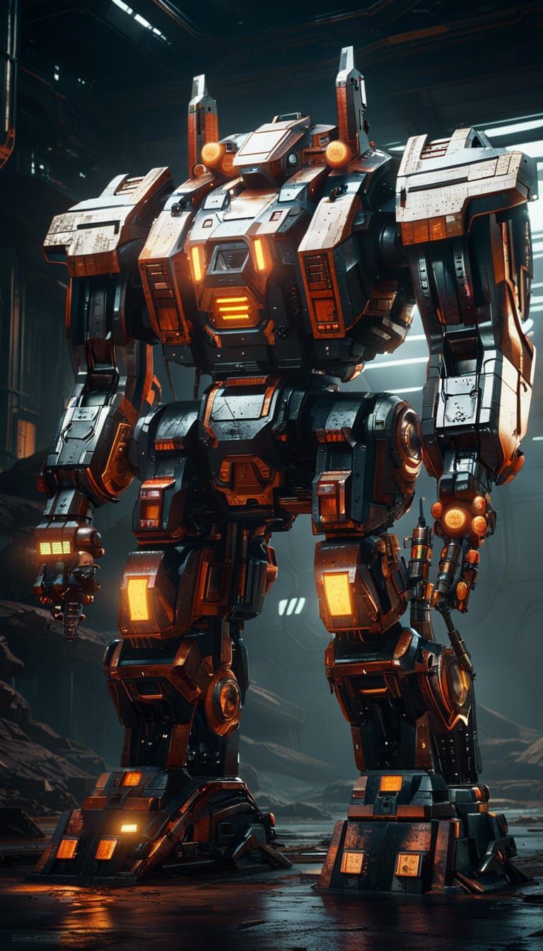 Futuristic Mech Dominates Post-Apocalyptic Landscape