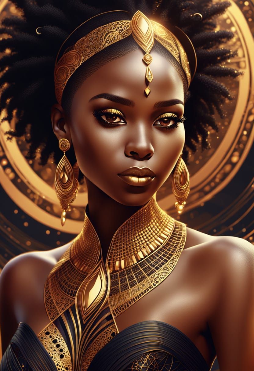 Elegant Woman with Gold Jewelry in Vector Art