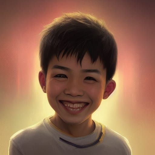 Thai Boy with Star Pupils, Detailed Portrait
