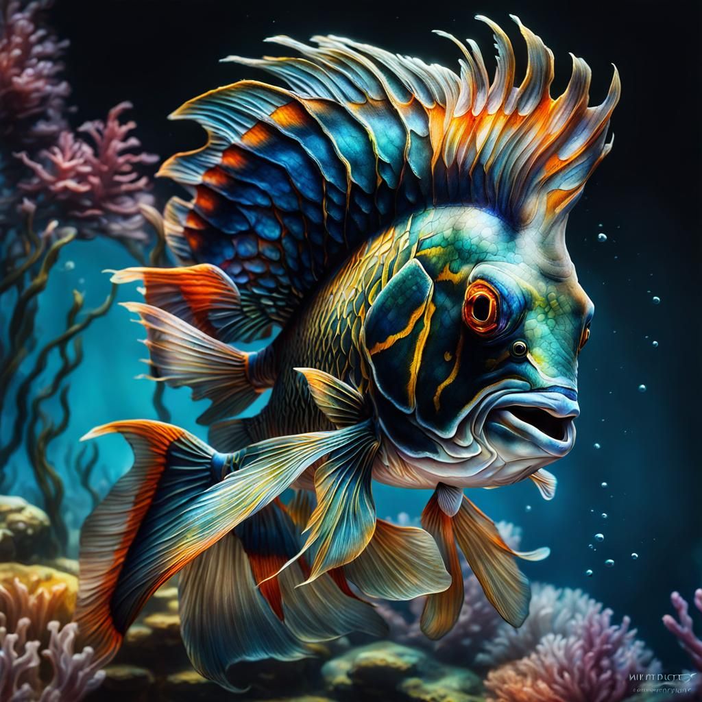 Colorful Fish in Acrylic Watercolor Art