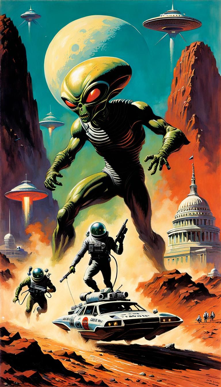 Frazetta-Style Alien Invasion at the Olympics
