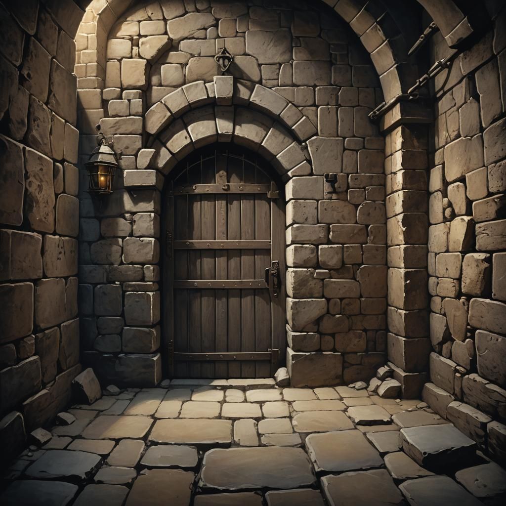 Medieval Jail Cell Concept Art in Surrealist Style