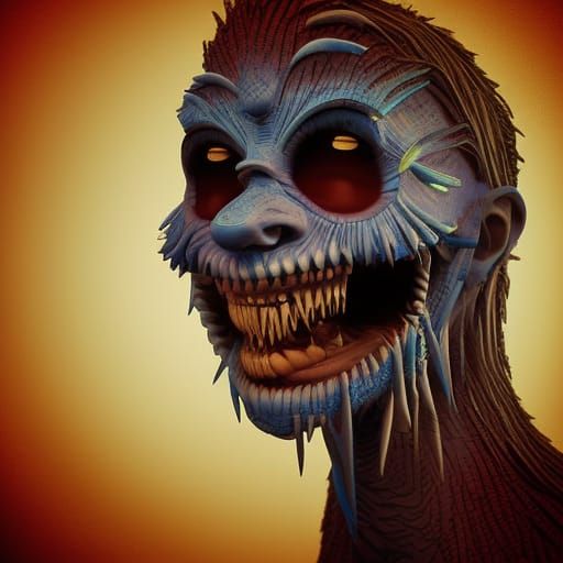 Menacing Dentist with Sharp Teeth in Hyperrealism Style