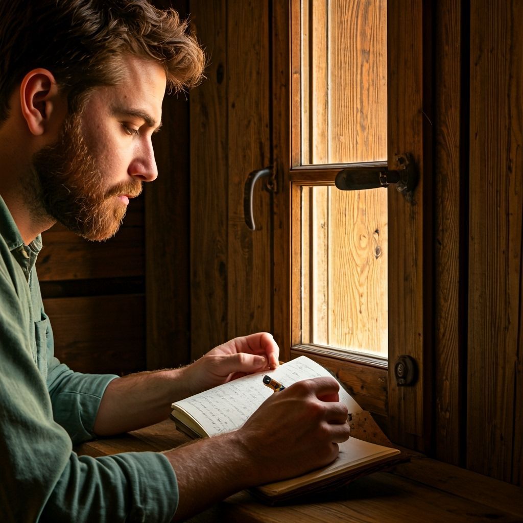 Cozy Writer's Desk in Warm Light, Rustic Interior
