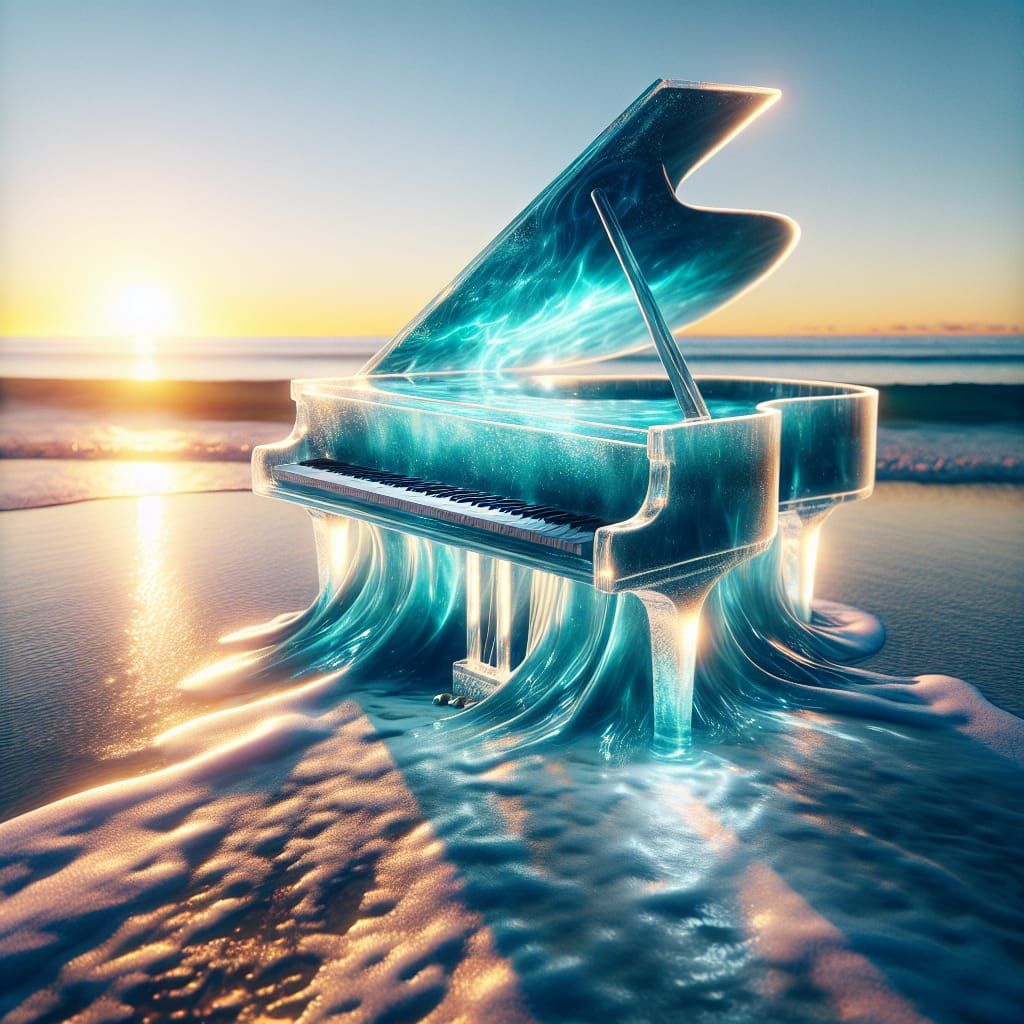 Bioluminescent Glass Piano Transforms Into Ocean Waves
