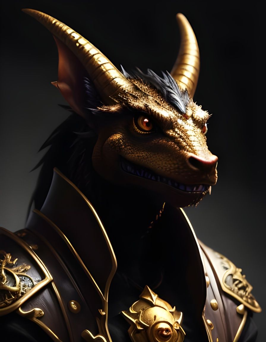 Kobold Dragon Bard Portrait in Dark Fantasy Style