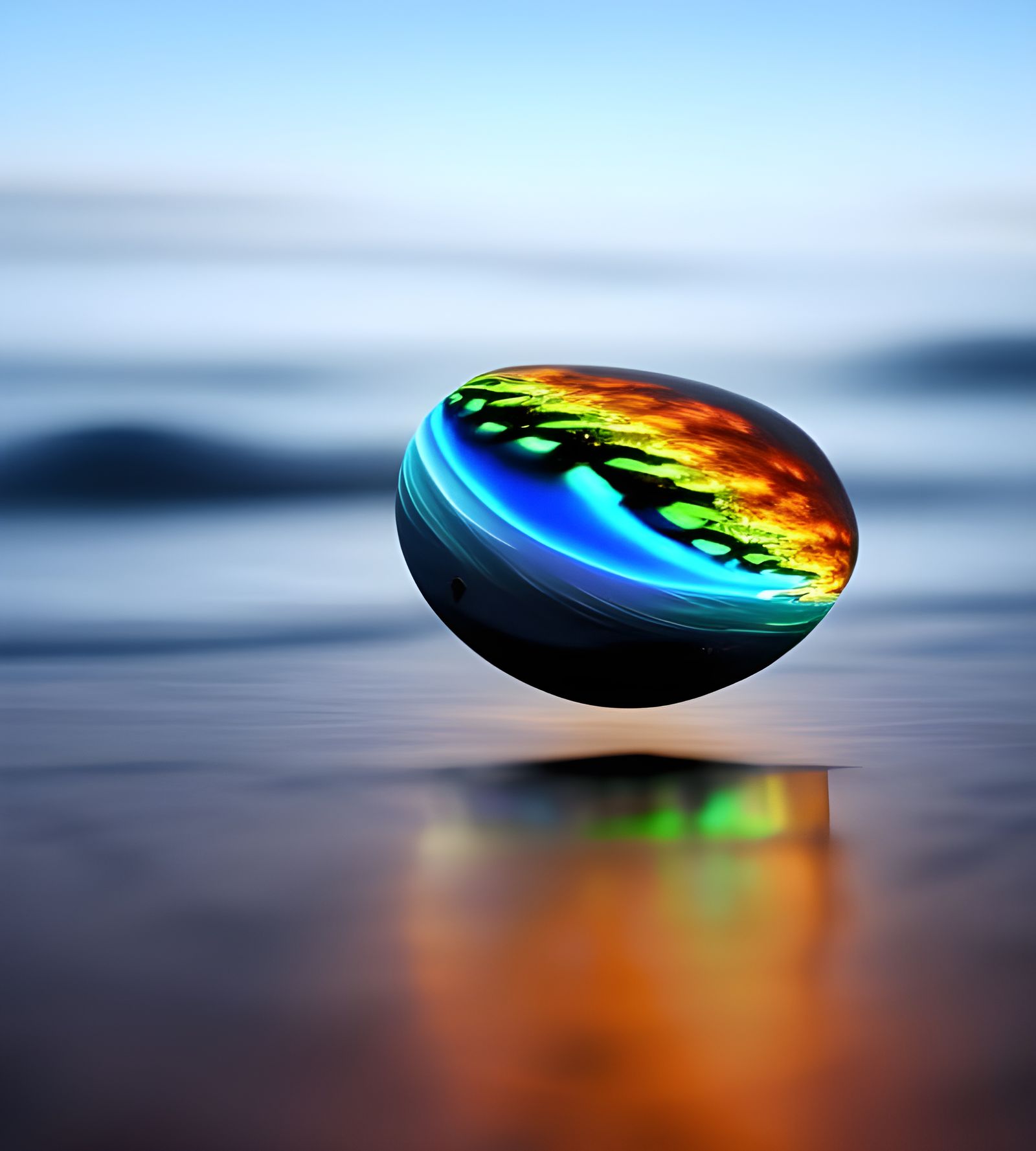 Surreal Stone Inlay Saying Good Night in Oil