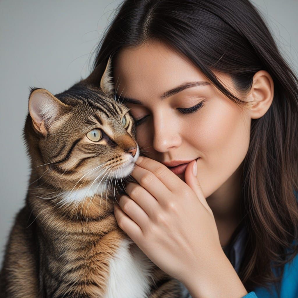 Woman's Gentle Whisper to Her Cat